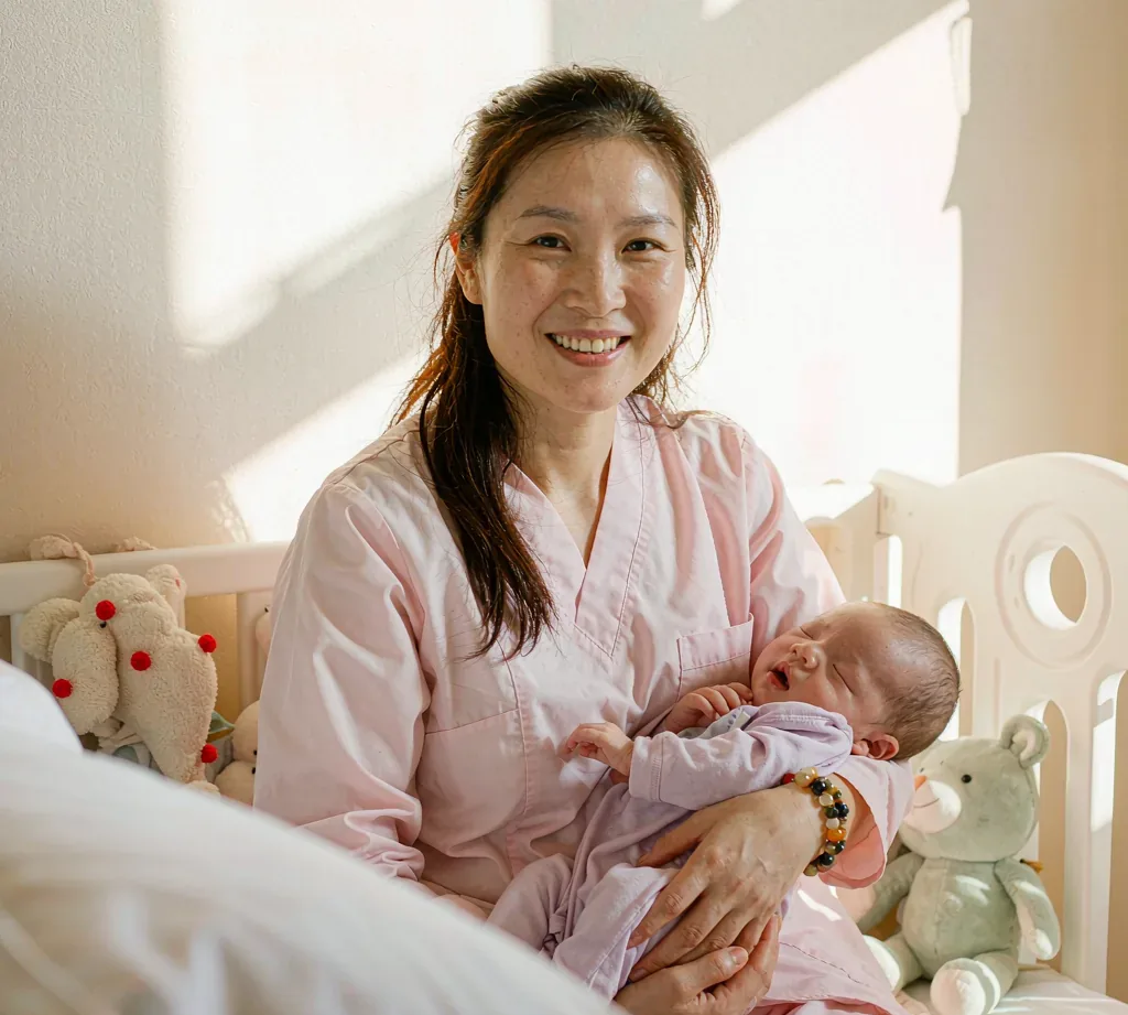 月嫂怀抱新生儿