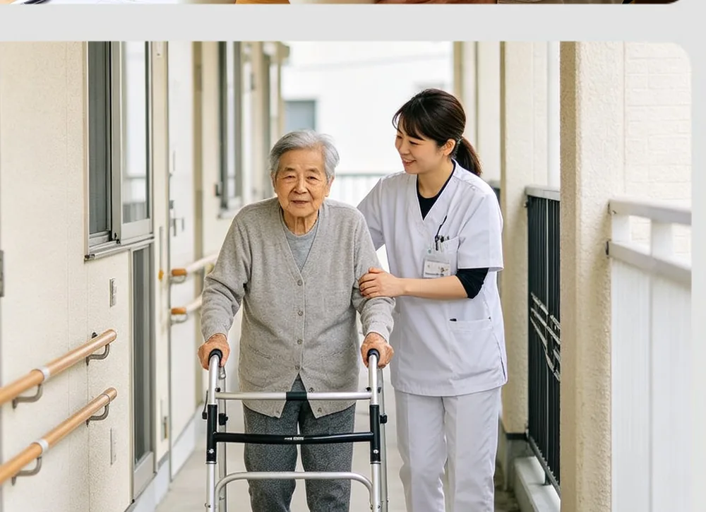 持证照护员陪老人康复行走