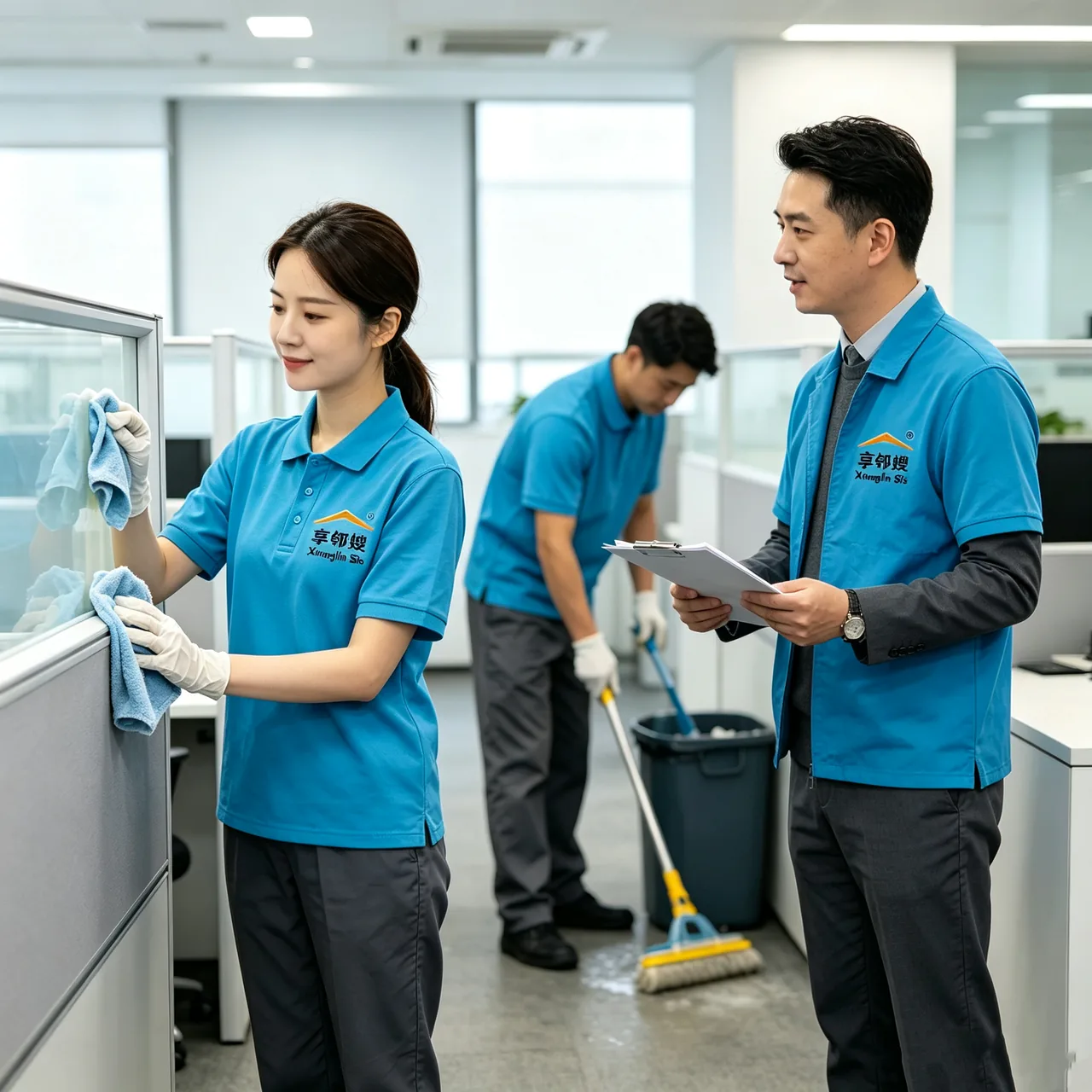 享邻嫂专业保洁员在客户家中提供服务